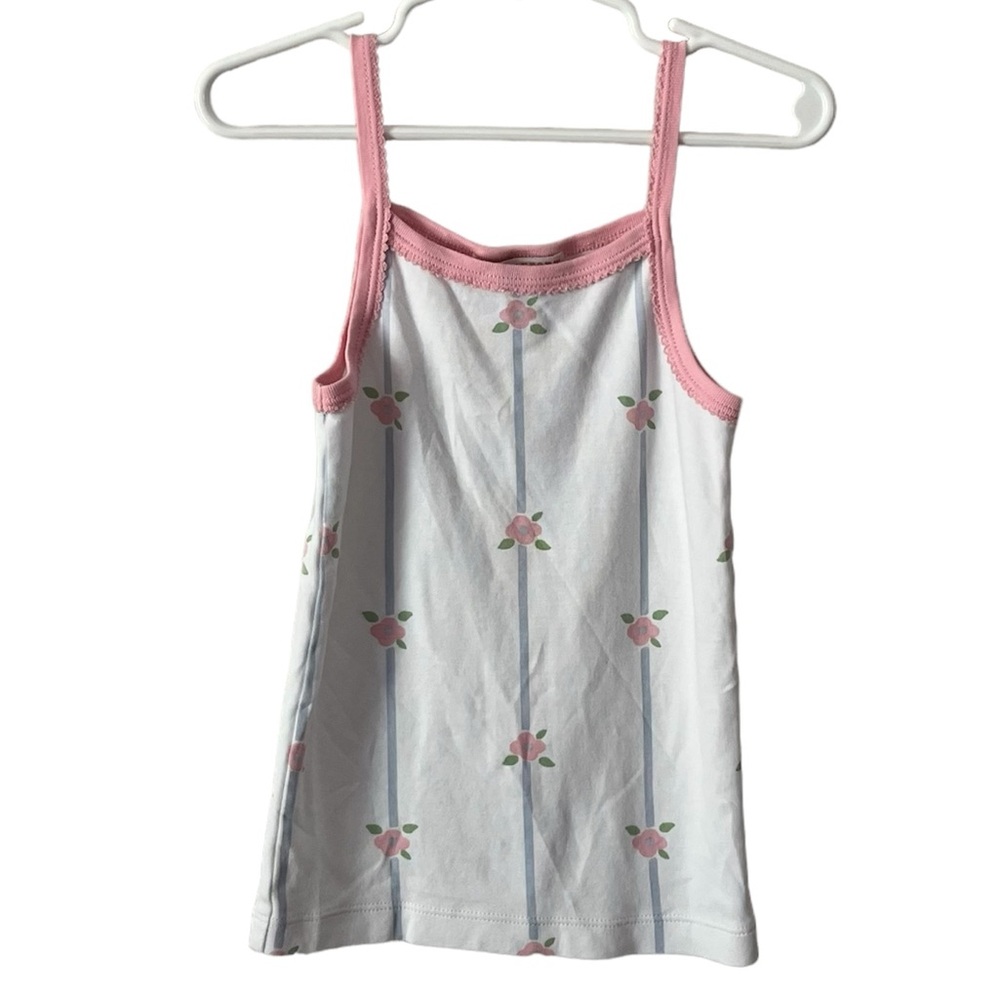 The Beaufort Bonnet Company TBBC White W/Pink Flowers Camisole Size 6/6X